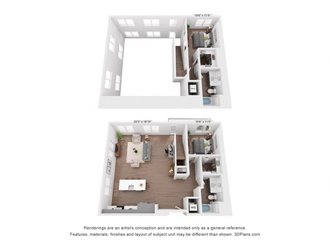 Floor plan for 2 beds, 2 baths, 1453 sqft